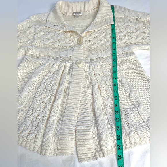 Beautiful cream colored knit cardigan sweater, Christopher and Banks size Medium - Picture 9 of 15